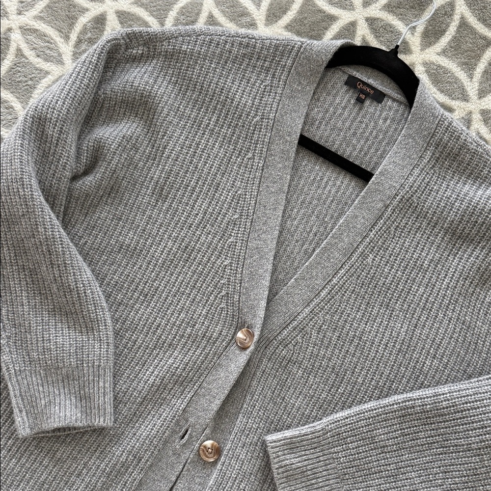 Quince Light Gray Knit Cardigan